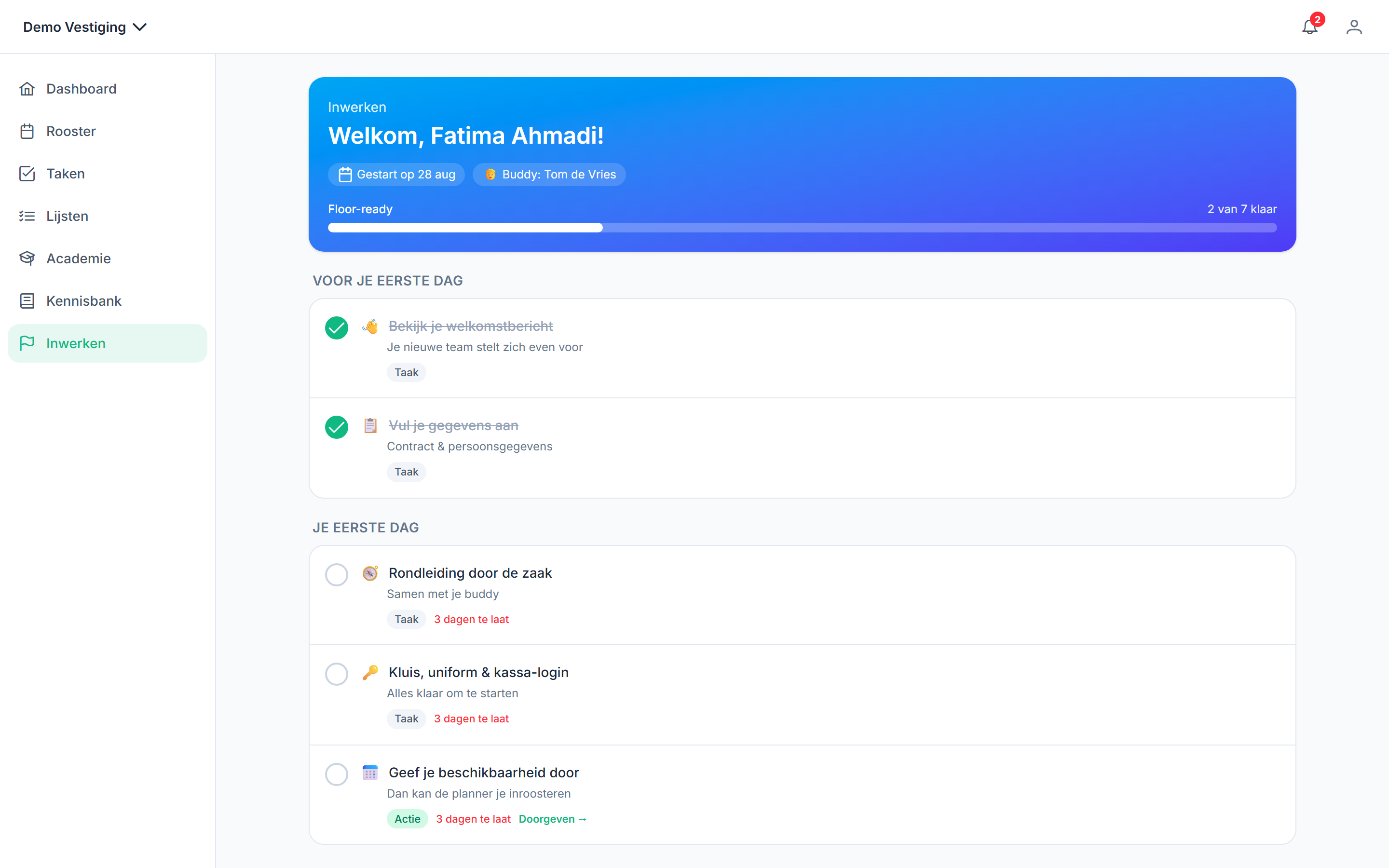 Onboarding module for café staff in Horecaflix