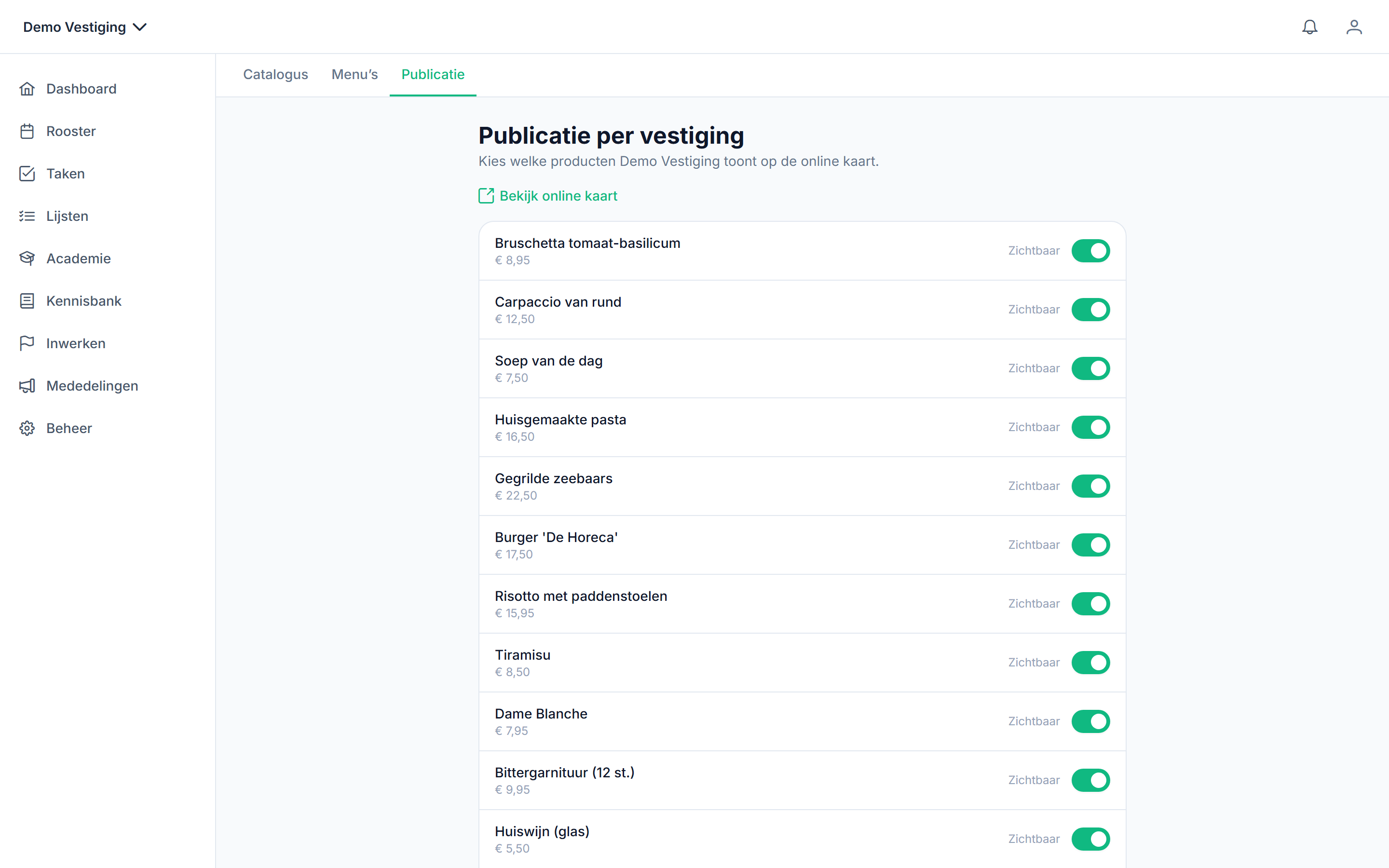Website management in Horecaflix